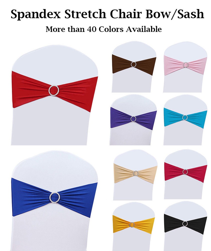 200 Spandex Stretch Chair Cover Sashes Bows Wedding Party Decoration – FREE SHIP