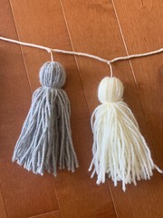 Gray Tassel Garland Yarn Pom Banner Decorative Wall Hanging Decor College Dorm