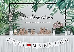 Rose Gold Wooden Mr & Mrs Signs & Just Married Banner Wedding Decorations