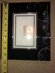 Mr & Mrs United In Love Black Mirror Glass Photo Frame Ornate Script Graphic