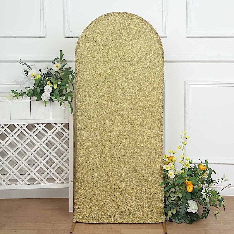 5 ft CHAMPAGNE Metallic Fitted Spandex Round Top Arch STAND COVER Party Events