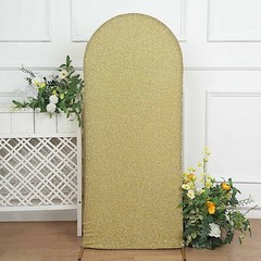 5 ft CHAMPAGNE Metallic Fitted Spandex Round Top Arch STAND COVER Party Events