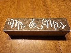 Mr & Mrs Sign Home Decor Wedding Double-sided Wood Block