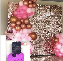 Shimmer Wall Backdrop-24 Packs Rose Gold Panels Square Sequin Backdrop for Party