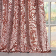 Blush Pink Velvet Curtains with Gold Foil Print, Room Darkening, 2 Panels