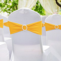VEVOR 100PCS Gold Stretch Spandex Chair Sashes Elastic Band Wedding Party Dining