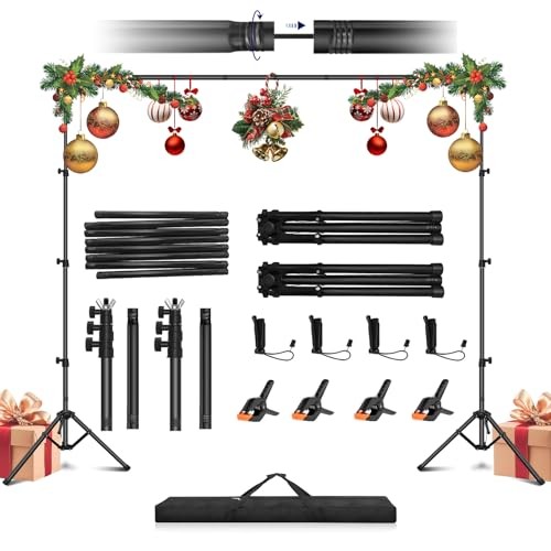 Portable Reverse-Folding Backdrop Stand Kit, 10ft x 6.5ft (W x H) Adjustable