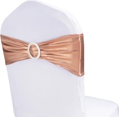 Pack of 50 Spandex Rose Gold Chair Sashes Bands with Buckle Sashes for Weddin…