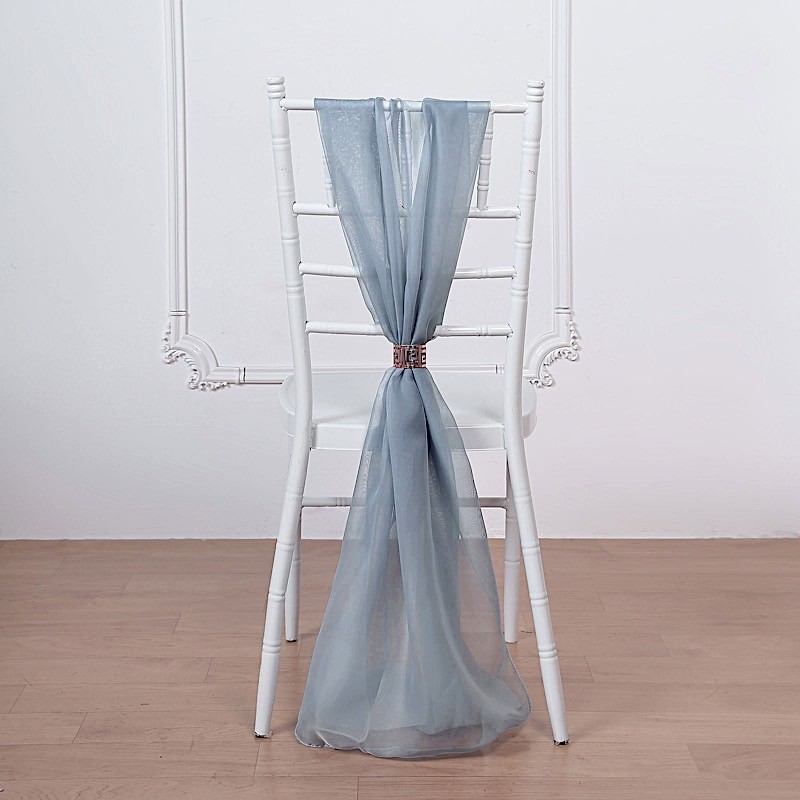 10 Dusty Blue Premium Chiffon Wide CHAIR SASHES Wedding Reception Decorations