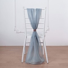 10 Dusty Blue Premium Chiffon Wide CHAIR SASHES Wedding Reception Decorations
