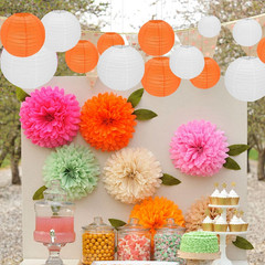 12Pcs round Paper Lanterns Assorted Sizes (6″ 8″ 10″ 12″) Home Decor Restaurant