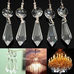 10 Clear Chandelier Glass Crystals Lamp Prisms Parts Hanging Drops Pendants 38mm