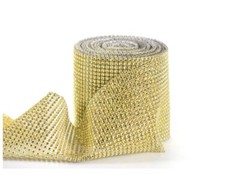 1 Roll 10 yd Gold Sparkle Diamond Mesh Wrap Roll Rhinestone Crystal Ribbon