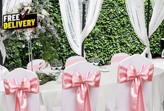 50 Pack Dusty Pink Chair Sashes Satin Bows for Wedding Party Decor Ribbons