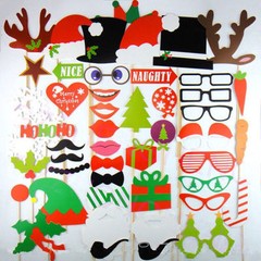 Christmas Photo Booth Props, 50 pcs, Attached NO DIY NEEDED, Ships Fast US