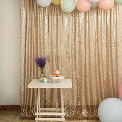 CHAMPAGNE 8 ft x 8 ft Sequined Backdrop Curtain Wedding Party Booth Decorations
