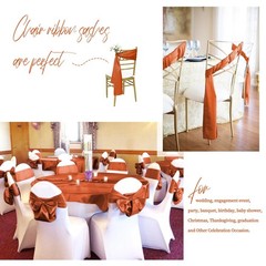Fani 120 PCS Satin Chair Sashes, 7×78 Inch, Terracotta