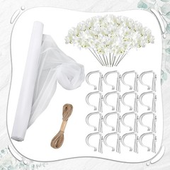 34 Pcs Church Pew Wedding Decorations White Fabric Tulle Silk Hydrangea Pew C…