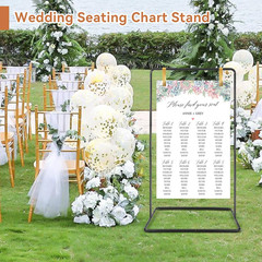Wedding Welcome Sign Heavy Duty Black Easel Stand with 4 Leather Strap |