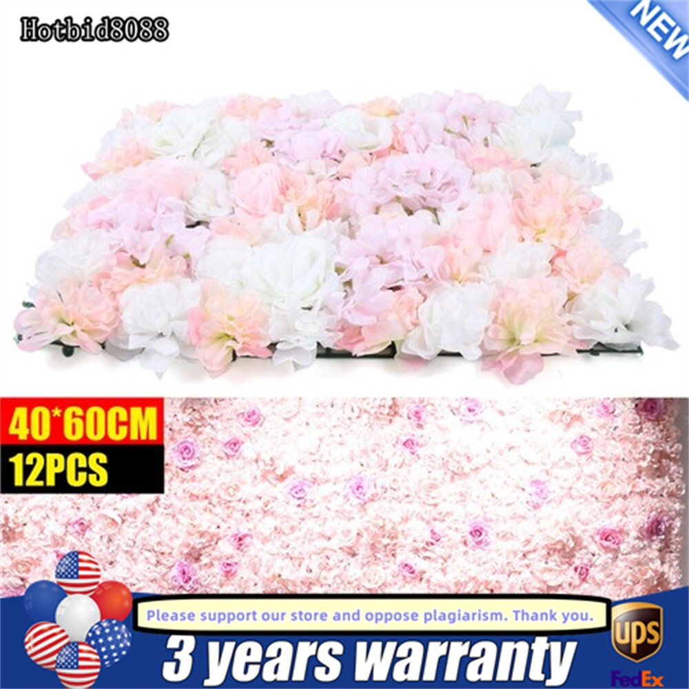 12* Artificial Flower Wall Panel Hydrangea Rose Photo Wall Wedding Home Decor