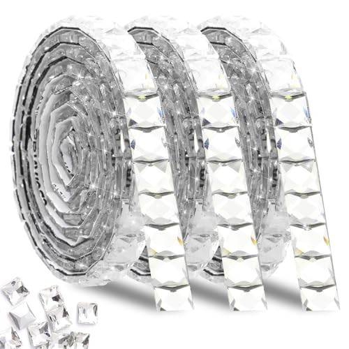 Bling Rhinestone Ribbons,270 PCS Glass Crystal Ribbon for DIY 01 White
