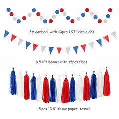 Fourth-4th of July Memorial-Day Party-Decorations – 31pcs Red Blue White Red