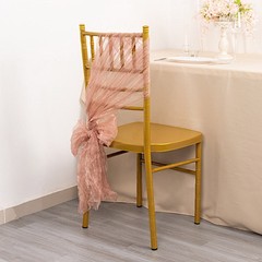 5 DUSTY ROSE Sheer Crinkled Organza CHAIR SASHES Party Events Home Decorations