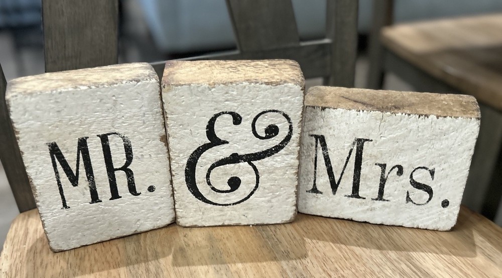 RUSTIC MARLIN RECLAIMED WOOD Block Set Of 3 Mr. & Mrs. Wedding Shower Decor