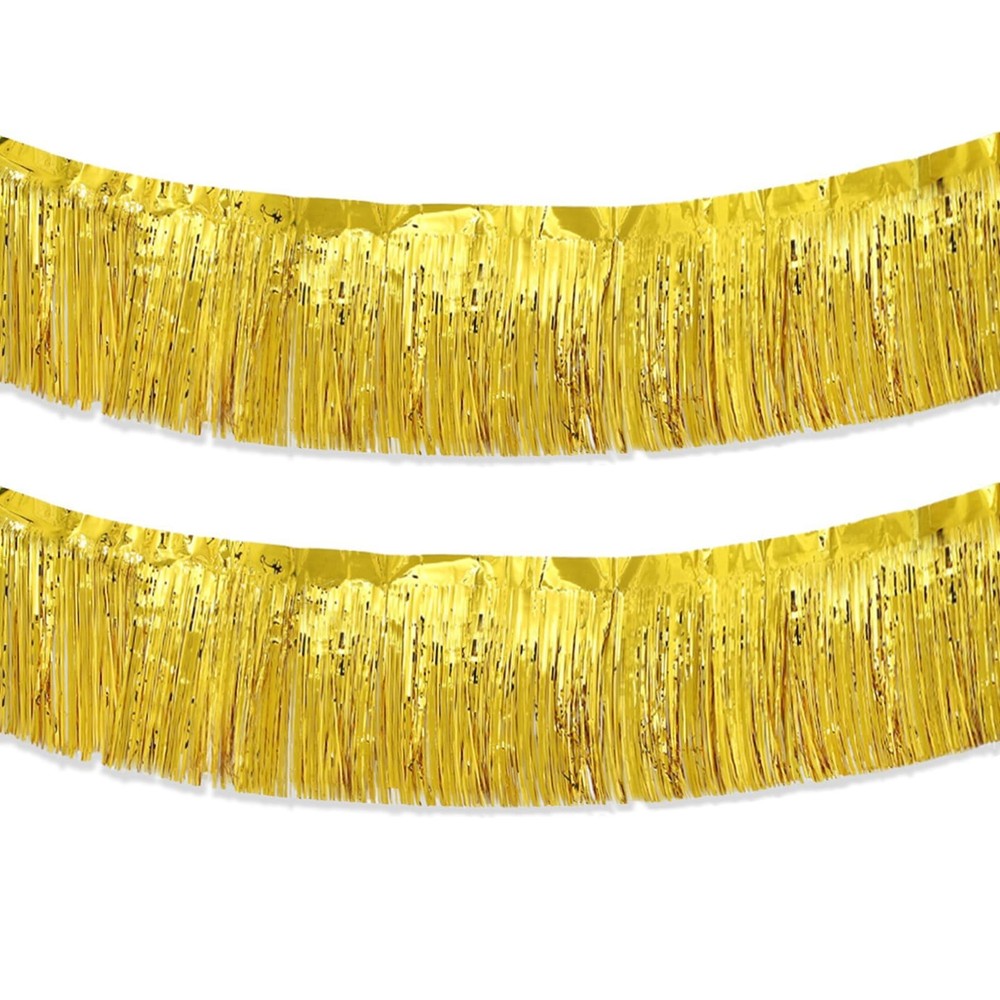 Gold Foil Fringe Garland 10FT 2packs, Metallic Foil Tinsel Fringe Banners for…