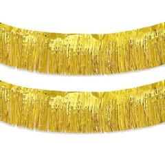 Gold Foil Fringe Garland 10FT 2packs, Metallic Foil Tinsel Fringe Banners for…