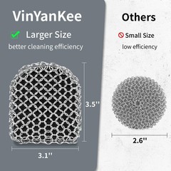 Cast Iron Scrubber with Pan Scraper, 316 3.1inch*3.5inch*3inch, Black