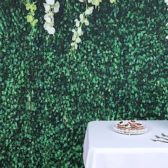 GREEN 8 ft x 8 ft Printed Vinyl Greenery Vines PHOTO BACKDROP Party Decorations