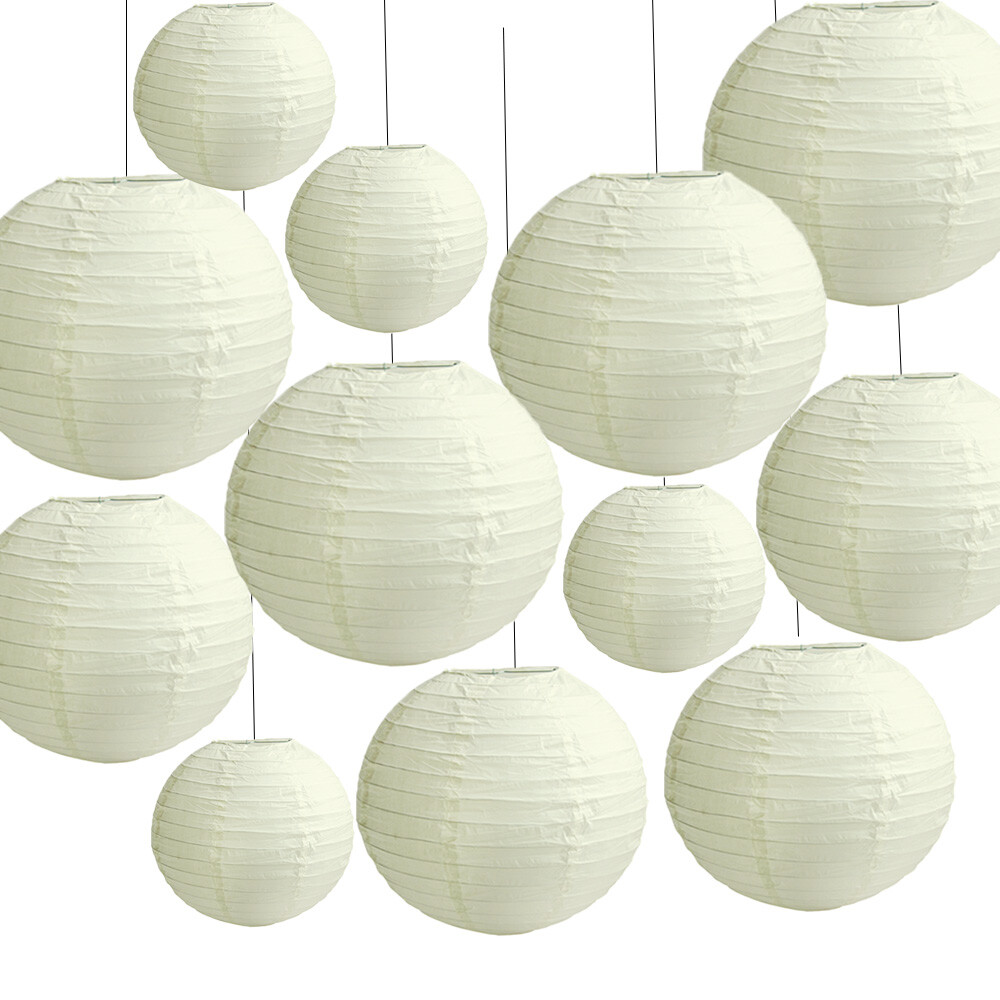 12 pcs Round Mixed Sizes Paper Lanterns LED Light Wedding Party decoration DIY