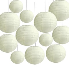 12 pcs Round Mixed Sizes Paper Lanterns LED Light Wedding Party decoration DIY
