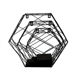3 BLACK Hexagon Metal with Wood GEOMETRIC FLOATING SHELVES Party Events Supplies