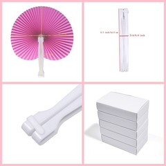 20 Pieces Decorative Paper Folding Hand Fans Handheld,Pink Round Wedding Fold…