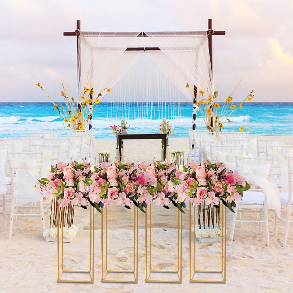 4 PCs Gold Wedding Flower Stand Simple Structure Wedding Flower Stand For Home