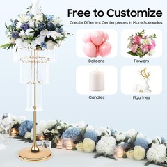 Gold Flower Stand, Wedding Flower Stand, 4 Tier Floor Standing, Countertop Mount