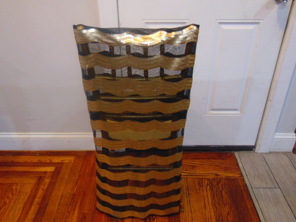Lot of 30 Black Tulle Gold Wave Sequins Chiavari Chair Back Slipcover New