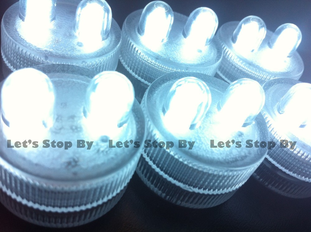 10 White SUPER Bright Dual LED Tea Light Submersible Floralyte Wedding Home Deco