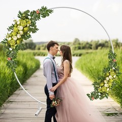 8.2FT Round Backdrop Stand Circle Balloon Arch Frame Stand Wedding Party Decor