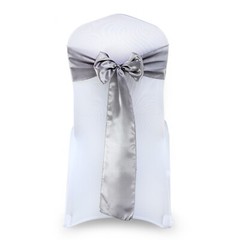 100 Silver Grey Satin Chair Sashes Silky Sateen Chair Bows wedding party décor