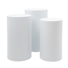 For Wedding Party Display Stand Decor 3 Pcs Round Cylinder Pedestal Stand White
