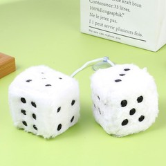 Fuzzy Plush Dice for Car Mirror 2.36” Pair of Retro Square Decoration Dice