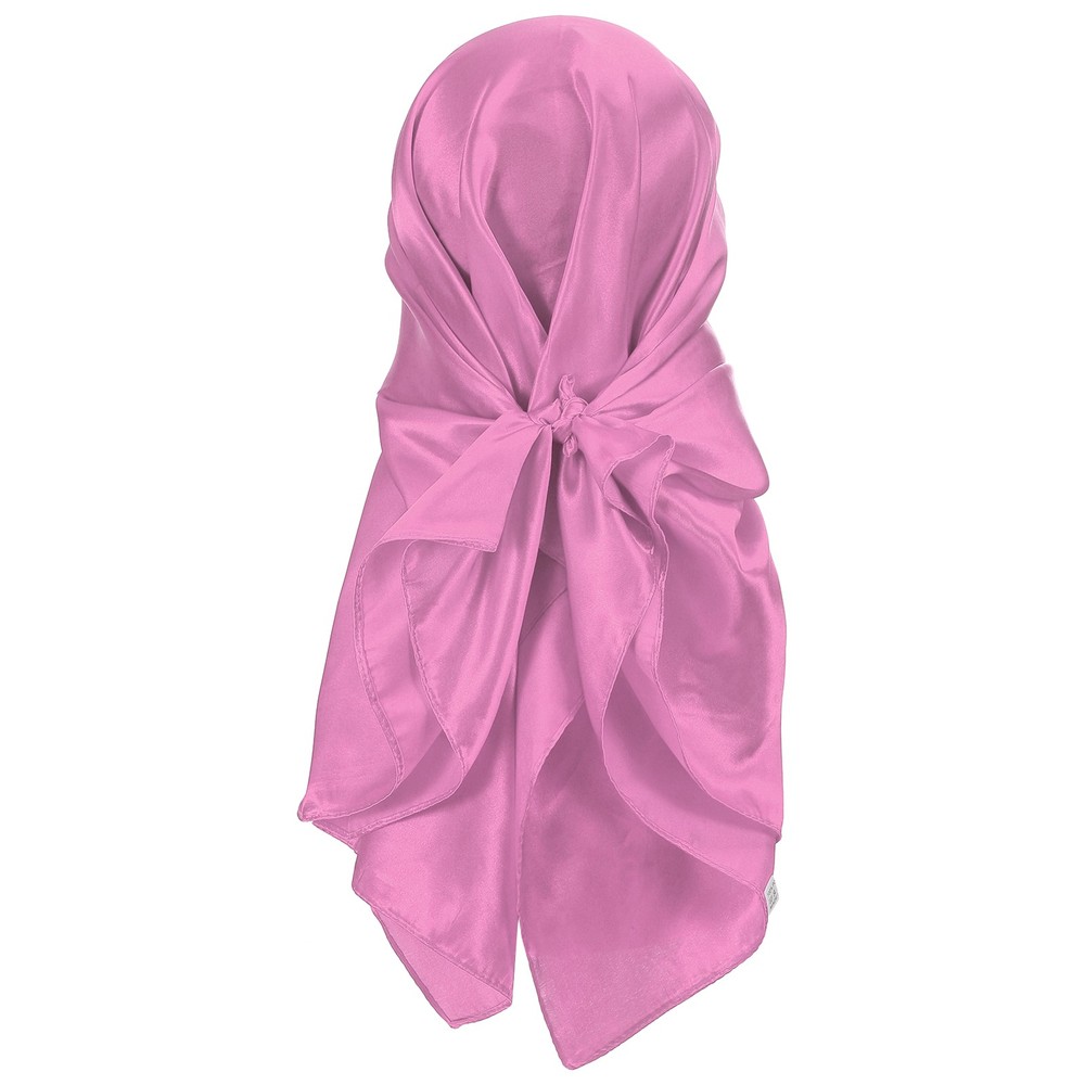 35 Inch Square Satin Head Scarf Silk Feeling Hair Scarf, Grey Pink