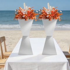 2pcs Silver Flower Stands,25*60cmTable Centerpiece Decor Stand For Party,Wedding