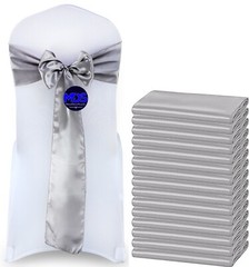 100 Silver Grey Satin Chair Sashes Silky Sateen Chair Bows wedding party décor
