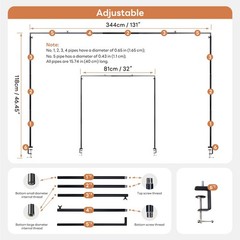 XLHOMO Over The Table Rod Stand with Clamps, Adjustable 32”-79” Tall Black