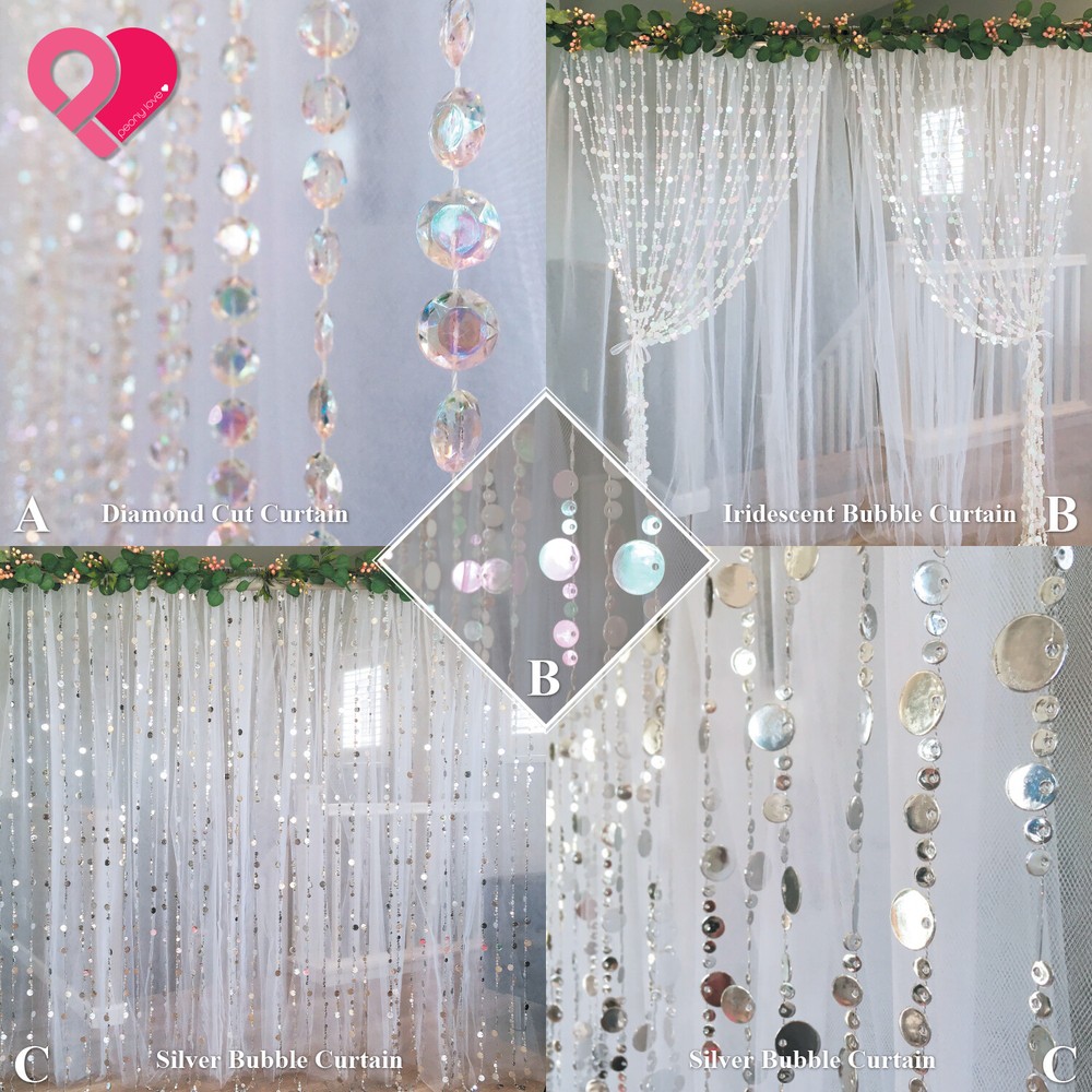 Curtain Backdrop Crystal Bead String Faux Diamond Chandelier Bubble Photo BULK
