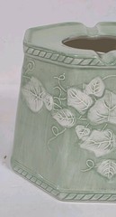 Vintage Ceramic Candle Shade Tealight Luminary Green Ivy Leaf Cottage Decor NIB